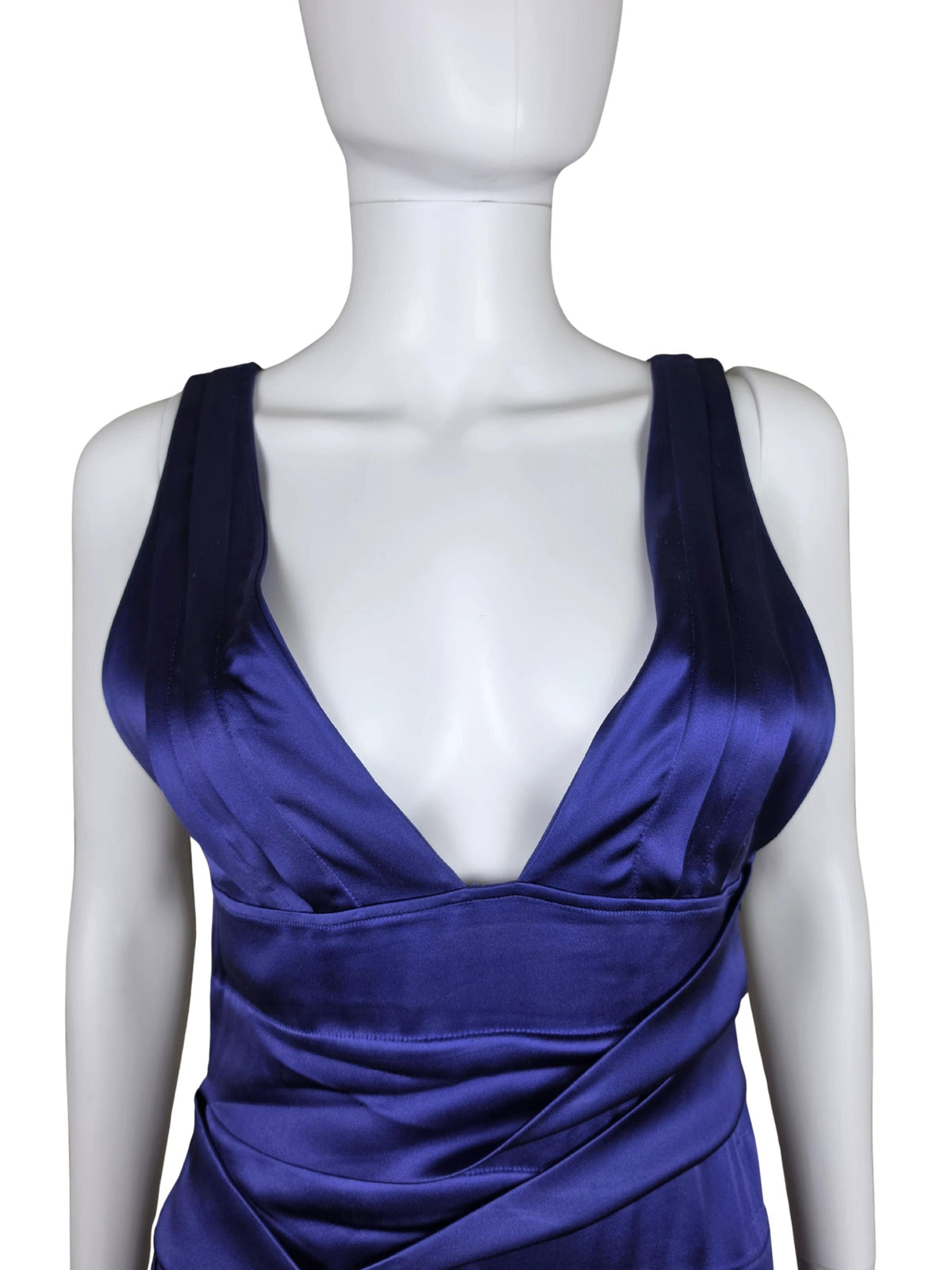 Roberto Cavalli Abito Vintage Drappeggiato in Seta Viola Scuro - Pally Vintage Closet