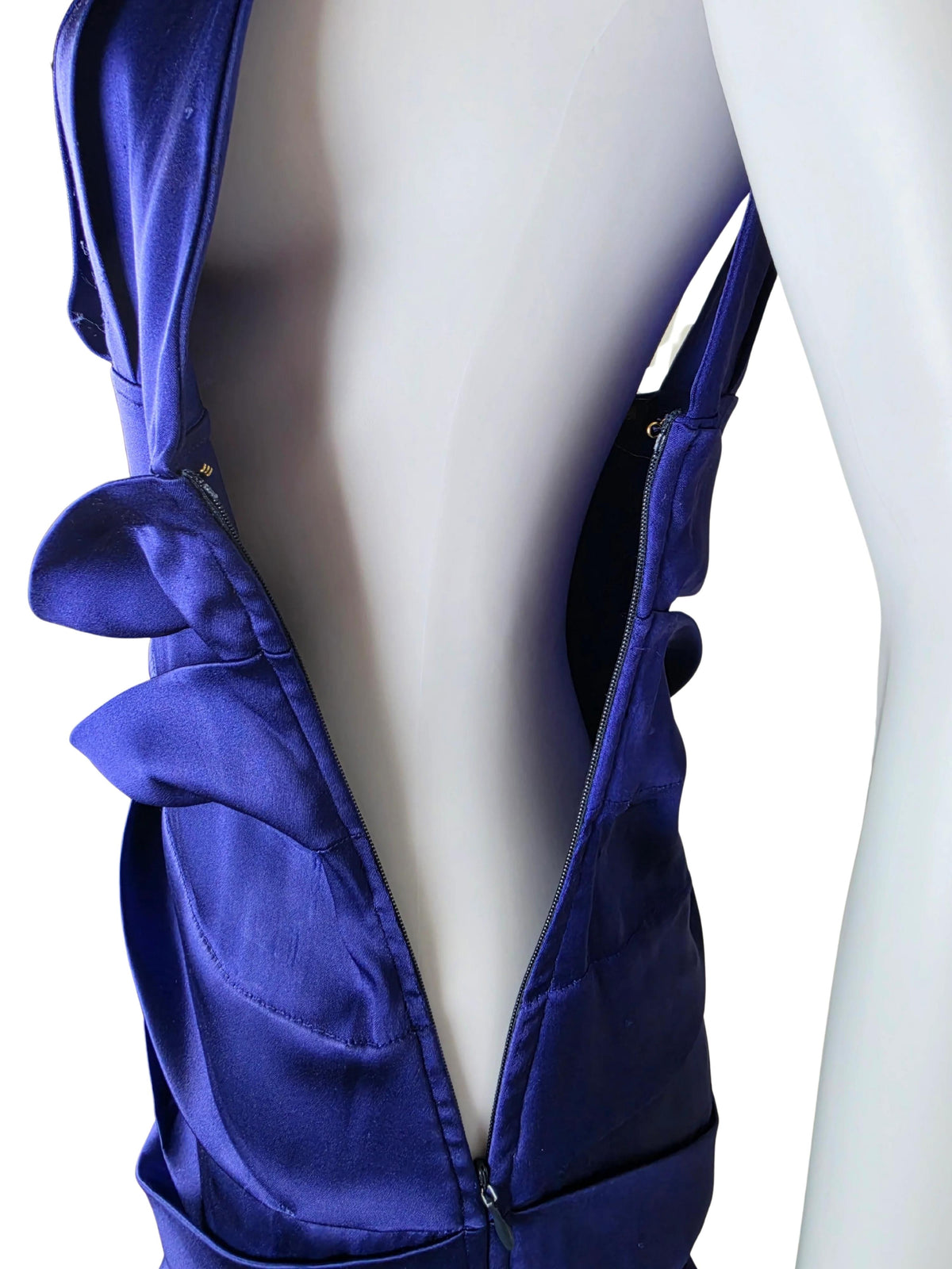 Roberto Cavalli Abito Vintage Drappeggiato in Seta Viola Scuro - Pally Vintage Closet