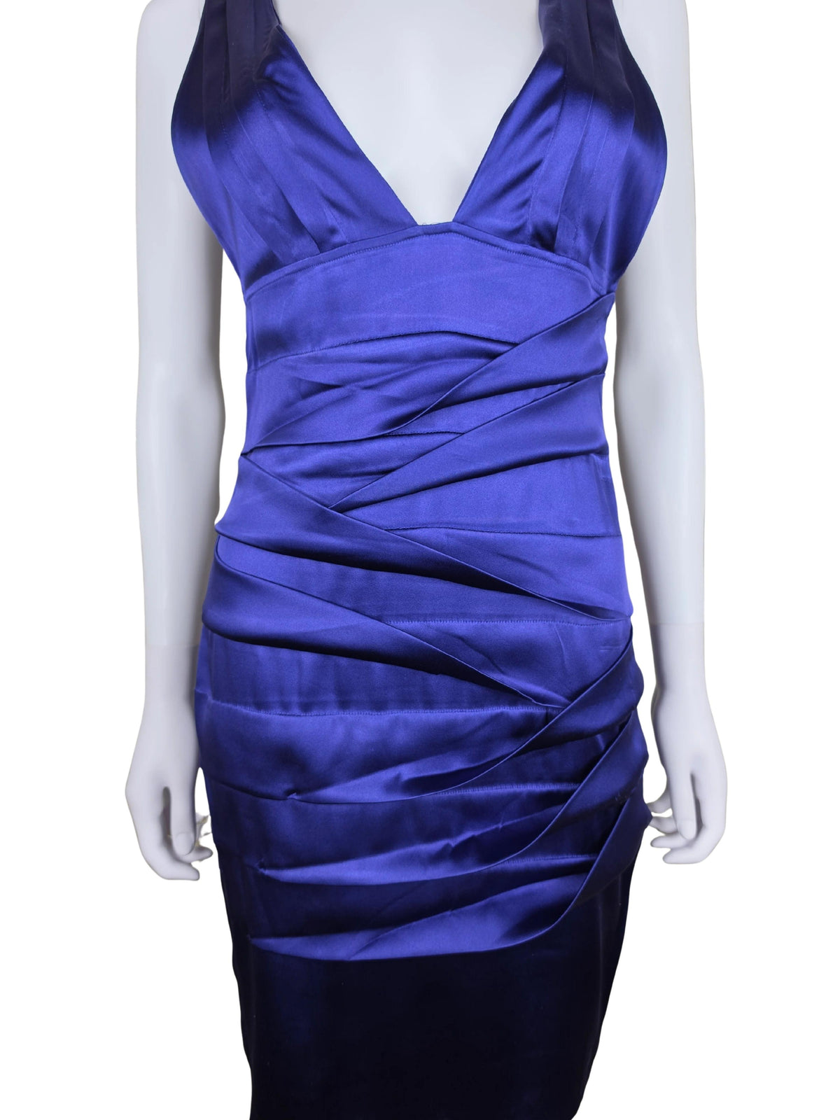 Roberto Cavalli Abito Vintage Drappeggiato in Seta Viola Scuro - Pally Vintage Closet