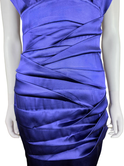 Roberto Cavalli Abito Vintage Drappeggiato in Seta Viola Scuro - Pally Vintage Closet