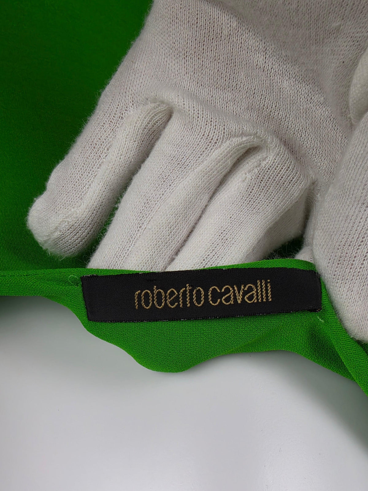 Roberto Cavalli Abito Vintage con Volant Verde Lime - Pally Vintage Closet