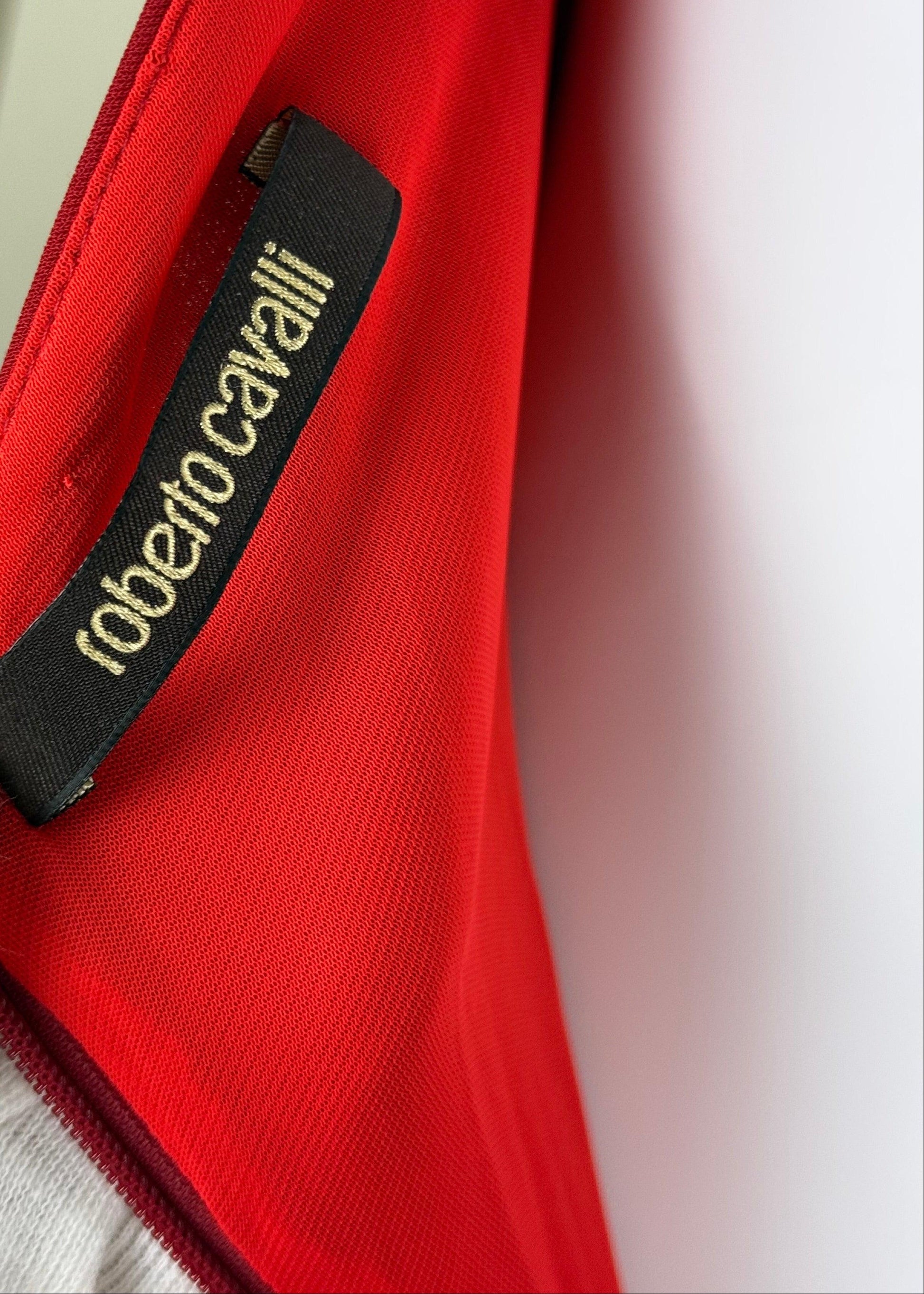 Roberto Cavalli Abito da Sera con Dettagli in Pizzo Rosso Rubino - Pally Vintage Closet