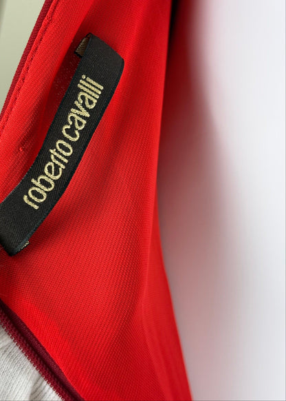 Roberto Cavalli Abito da Sera con Dettagli in Pizzo Rosso Rubino - Pally Vintage Closet