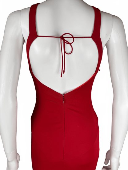 Roberto Cavalli Abito da Sera con Dettagli in Pizzo Rosso Rubino - Pally Vintage Closet