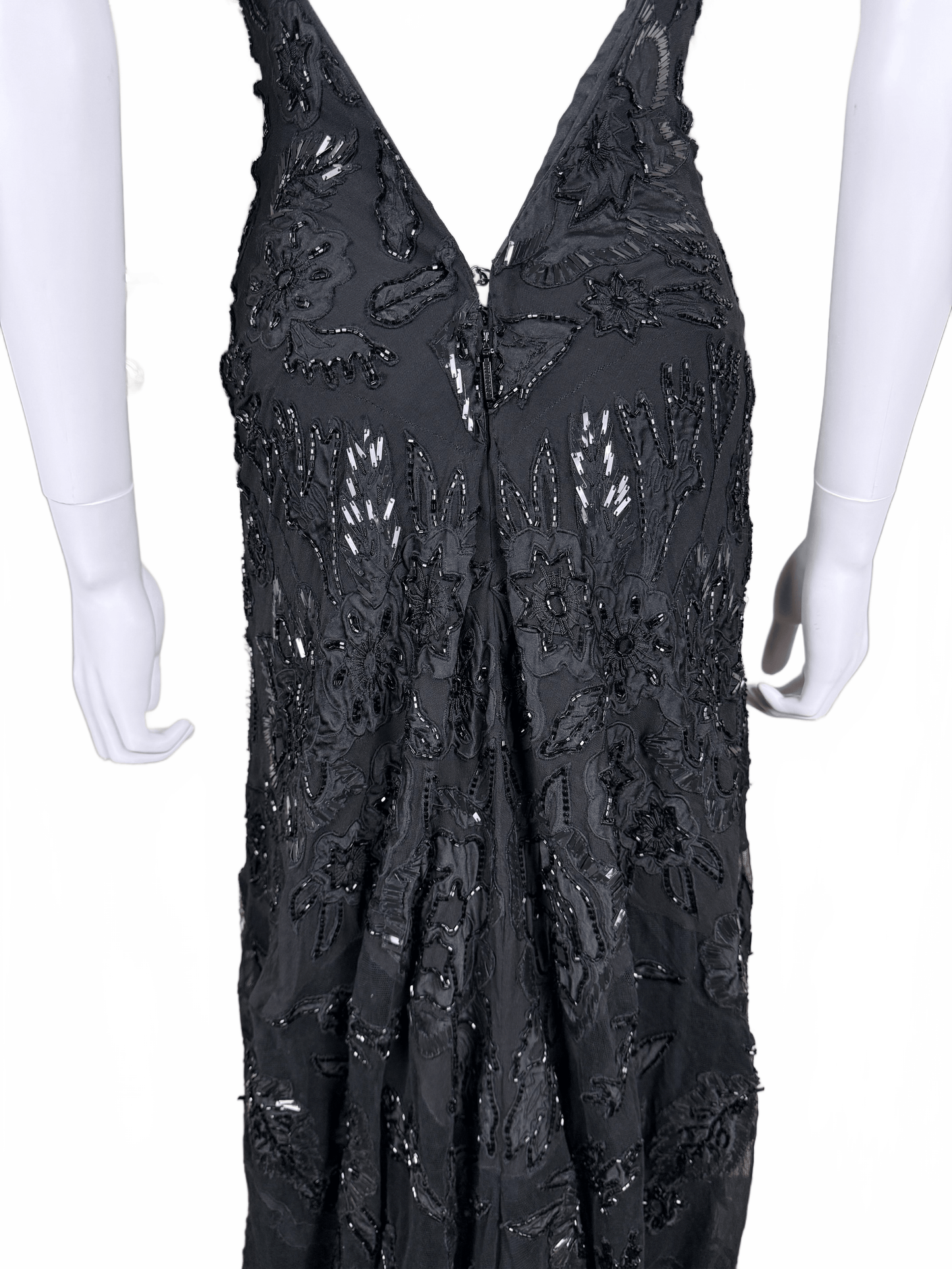 Roberto Cavalli Abito da sera Vintage con Ricami, Paillettes e Profonda Scollatura Nero - Pally Vintage Closet