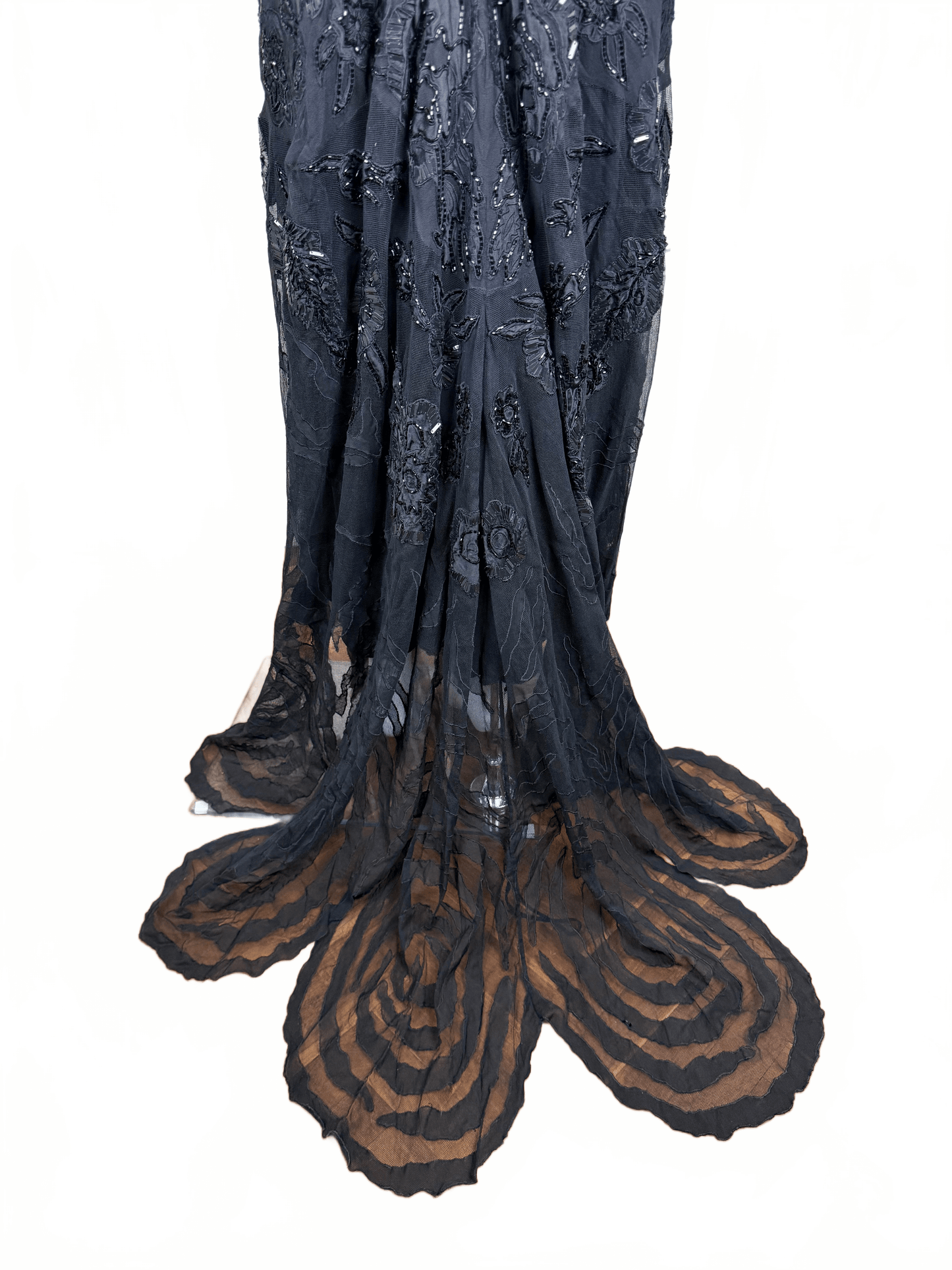 Roberto Cavalli Abito da sera Vintage con Ricami, Paillettes e Profonda Scollatura Nero - Pally Vintage Closet