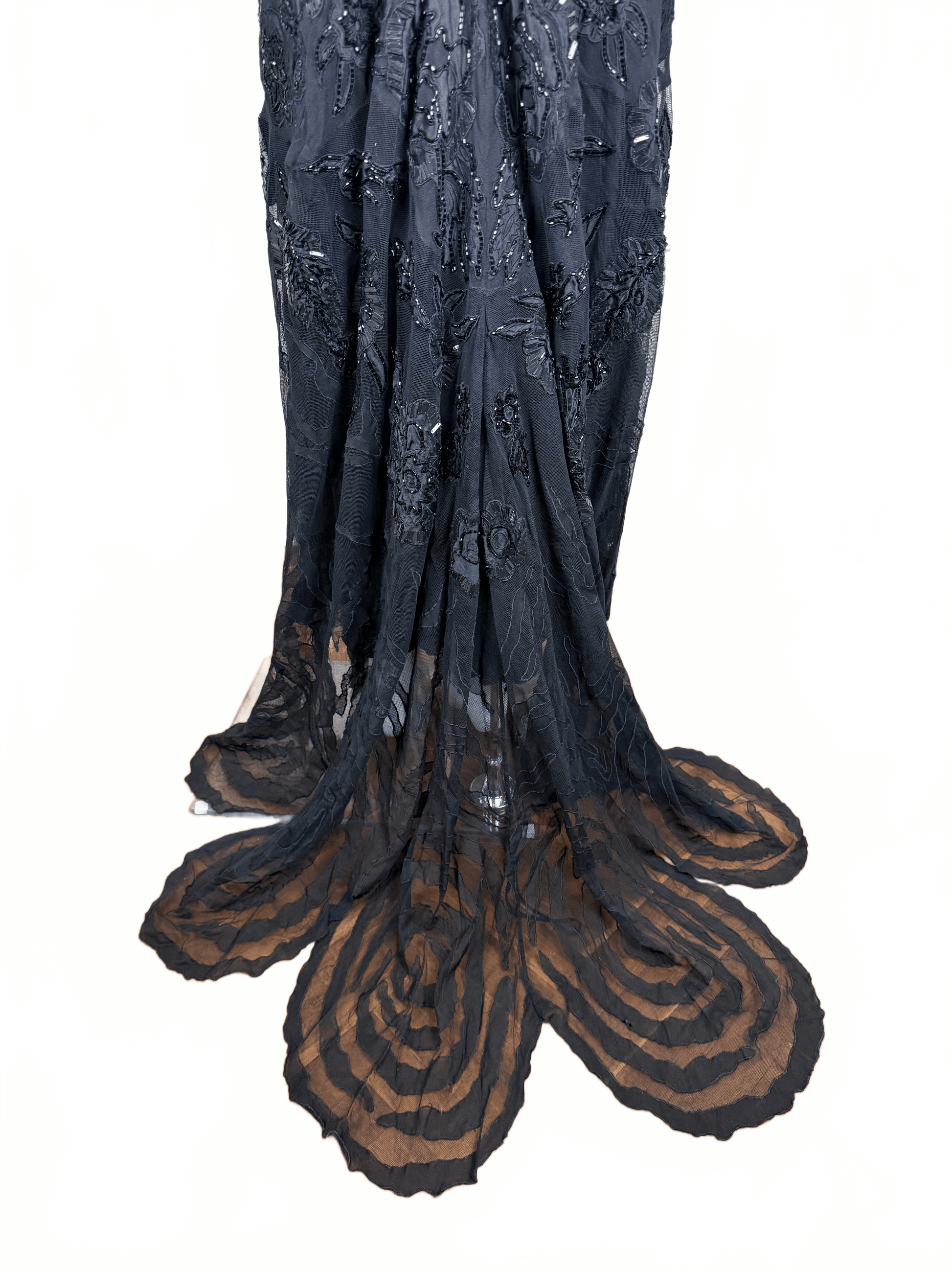 Roberto Cavalli Abito da sera Vintage con Ricami, Paillettes e Profonda Scollatura Nero - Pally Vintage Closet