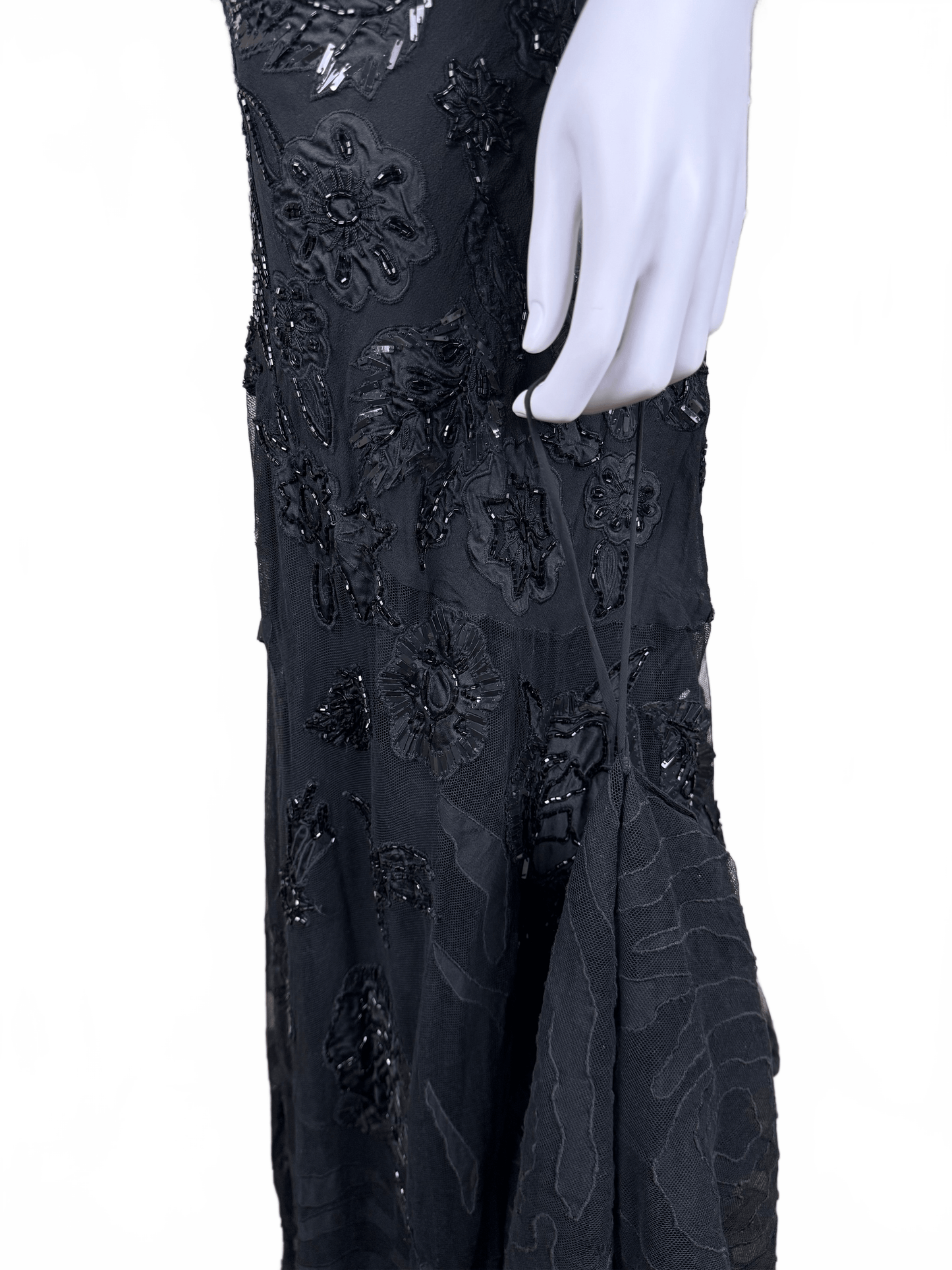 Roberto Cavalli Abito da sera Vintage con Ricami, Paillettes e Profonda Scollatura Nero - Pally Vintage Closet