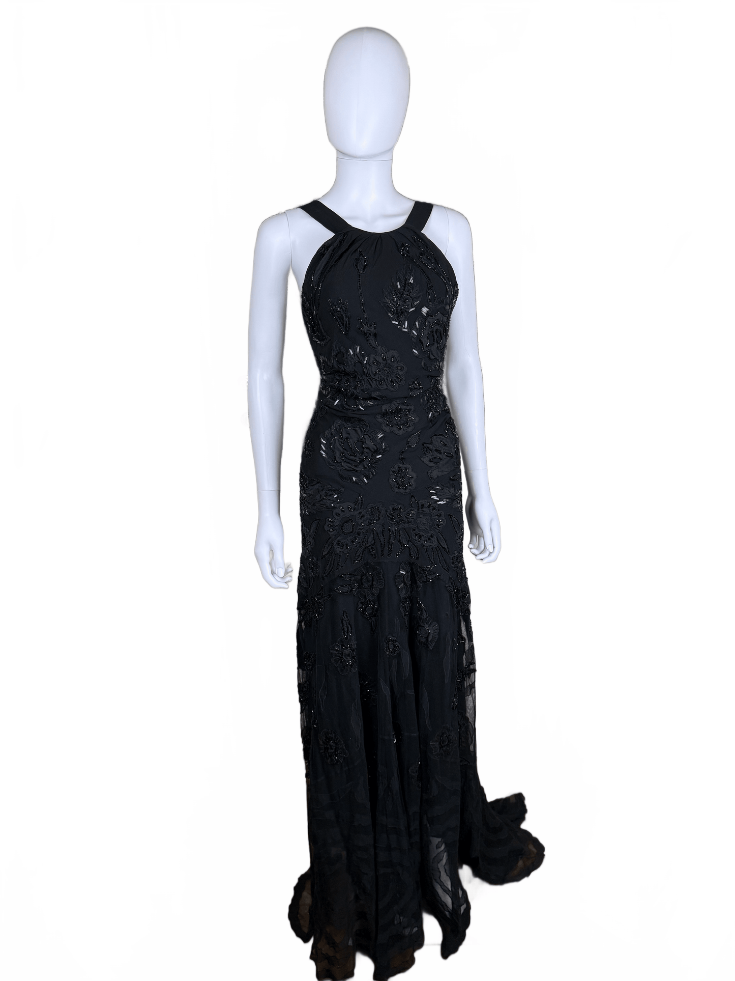 Roberto Cavalli Abito da sera Vintage con Ricami, Paillettes e Profonda Scollatura Nero - Pally Vintage Closet