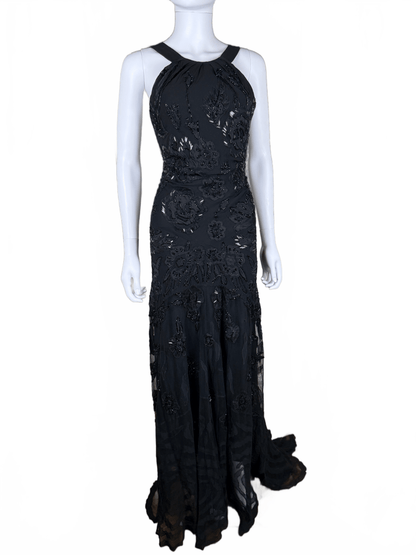 Roberto Cavalli Abito da sera Vintage con Ricami, Paillettes e Profonda Scollatura Nero - Pally Vintage Closet