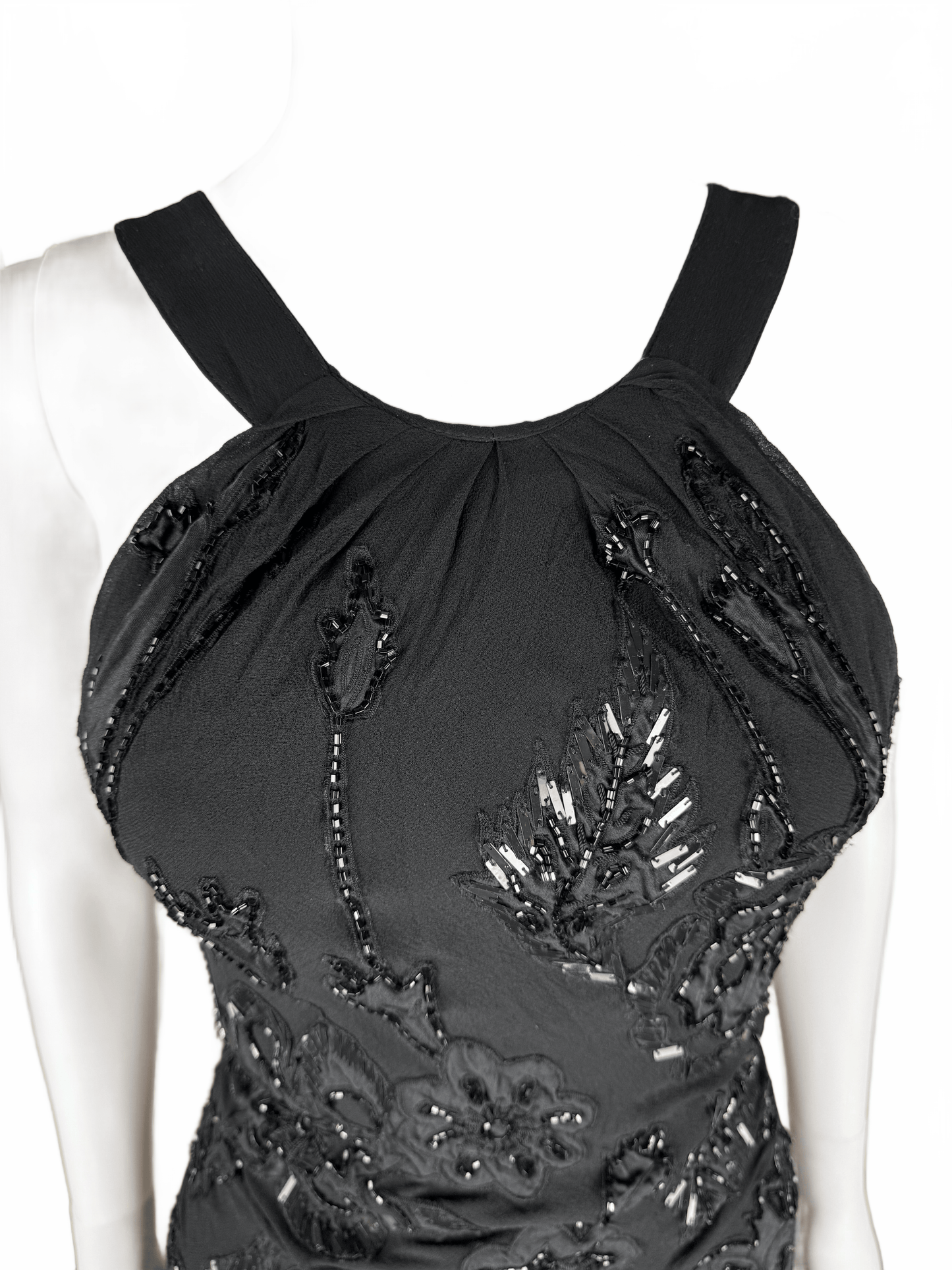 Roberto Cavalli Abito da sera Vintage con Ricami, Paillettes e Profonda Scollatura Nero - Pally Vintage Closet