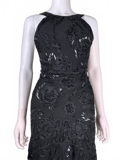Roberto Cavalli Abito da sera Vintage con Ricami, Paillettes e Profonda Scollatura Nero - Pally Vintage Closet