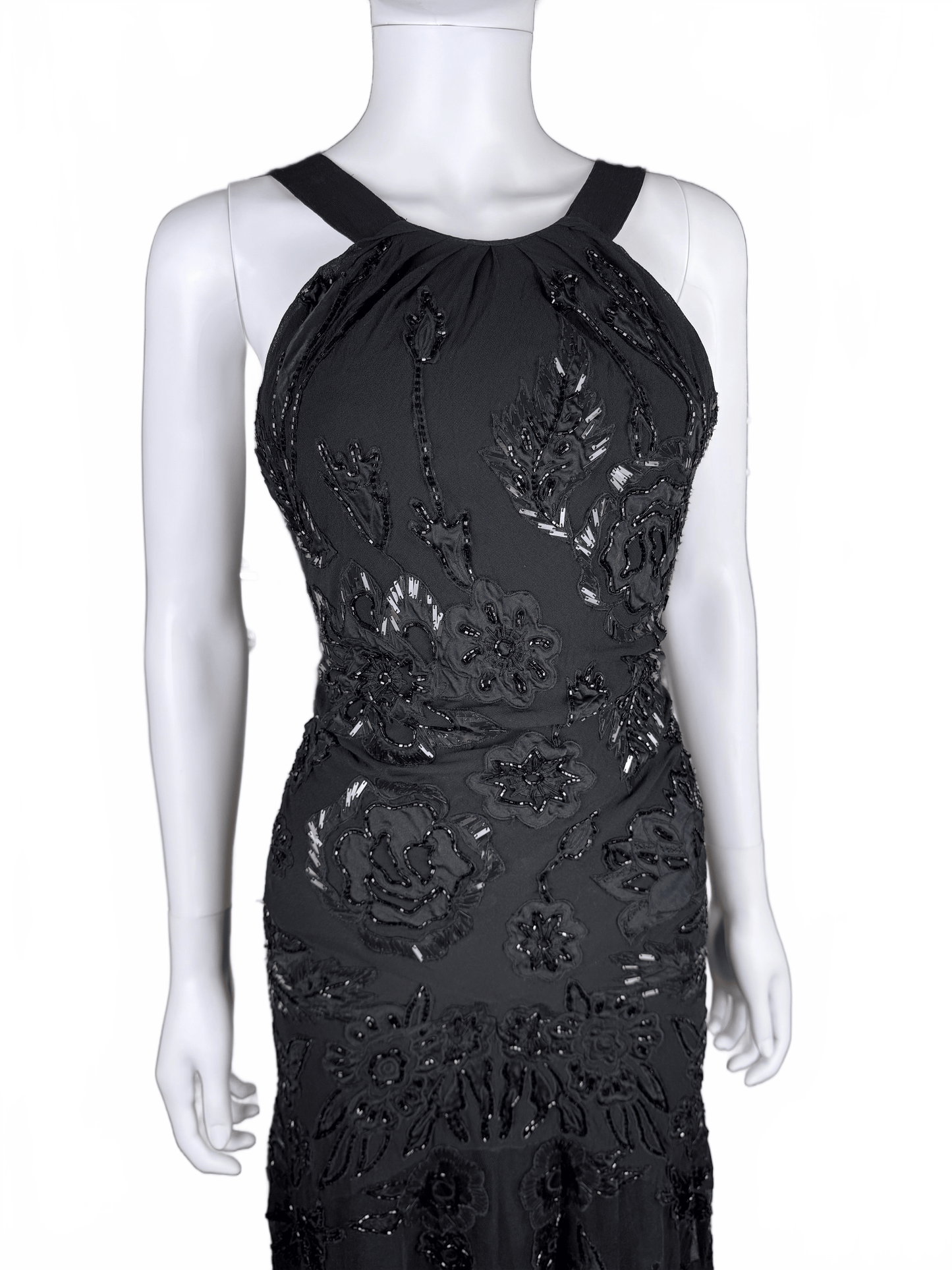 Roberto Cavalli Abito da sera Vintage con Ricami, Paillettes e Profonda Scollatura Nero - Pally Vintage Closet