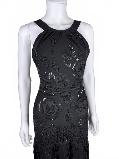Roberto Cavalli Abito da sera Vintage con Ricami, Paillettes e Profonda Scollatura Nero - Pally Vintage Closet