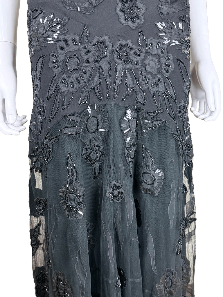 Roberto Cavalli Abito da sera Vintage con Ricami, Paillettes e Profonda Scollatura Nero - Pally Vintage Closet