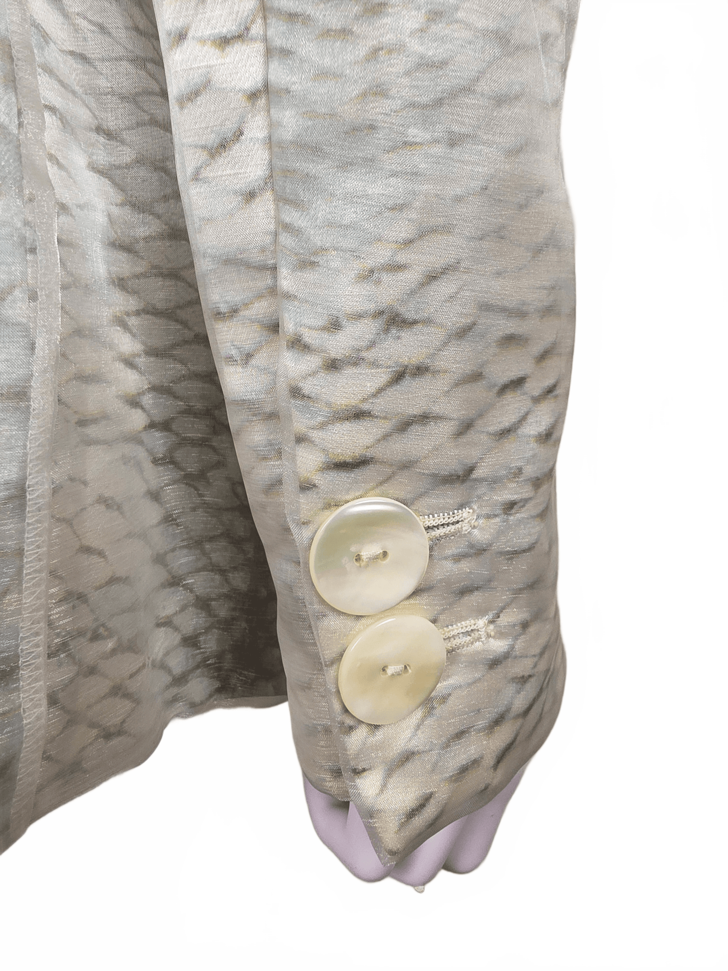 Roberto Cavalli Blazer Vintage in Lino e Seta Stampa Python Grigio e Avorio - Pally Vintage Closet