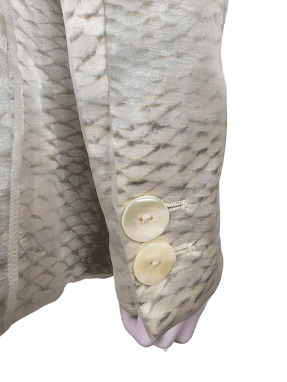 Roberto Cavalli Blazer Vintage in Lino e Seta Stampa Python Grigio e Avorio - Pally Vintage Closet