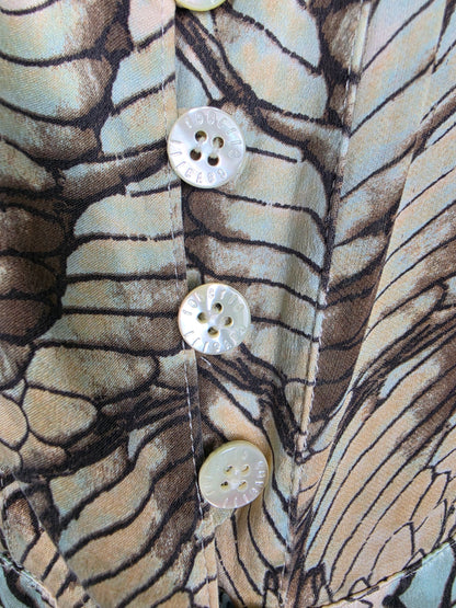 Roberto Cavalli Blusa Vintage in Seta Stampa Ali di Farfalla e Pitone Verde - Pally Vintage Closet