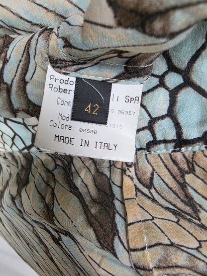 Roberto Cavalli Blusa Vintage in Seta Stampa Ali di Farfalla e Pitone Verde - Pally Vintage Closet