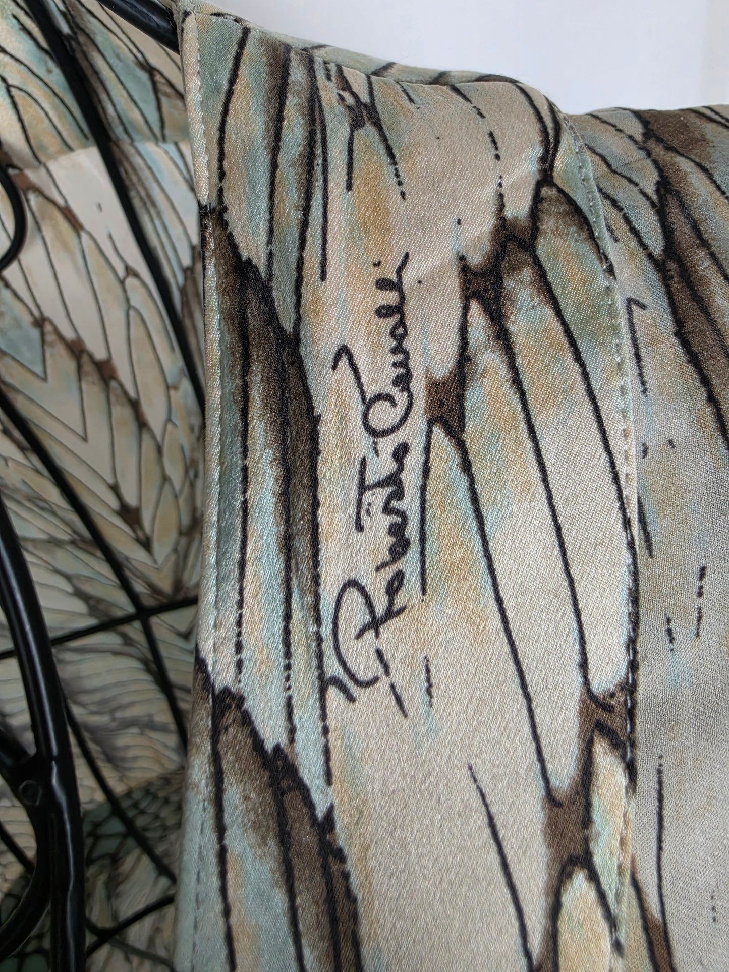 Roberto Cavalli Blusa Vintage in Seta Stampa Ali di Farfalla e Pitone Verde - Pally Vintage Closet