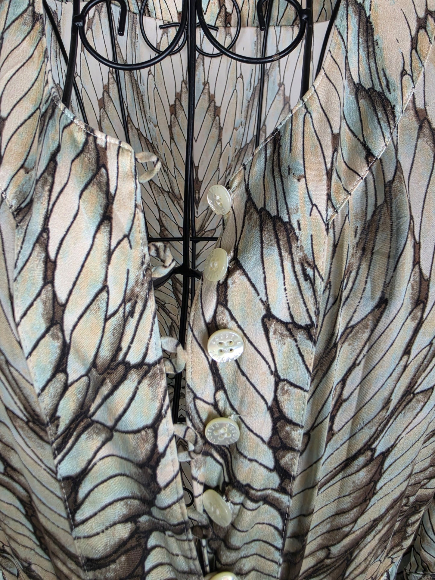 Roberto Cavalli Blusa Vintage in Seta Stampa Ali di Farfalla e Pitone Verde - Pally Vintage Closet