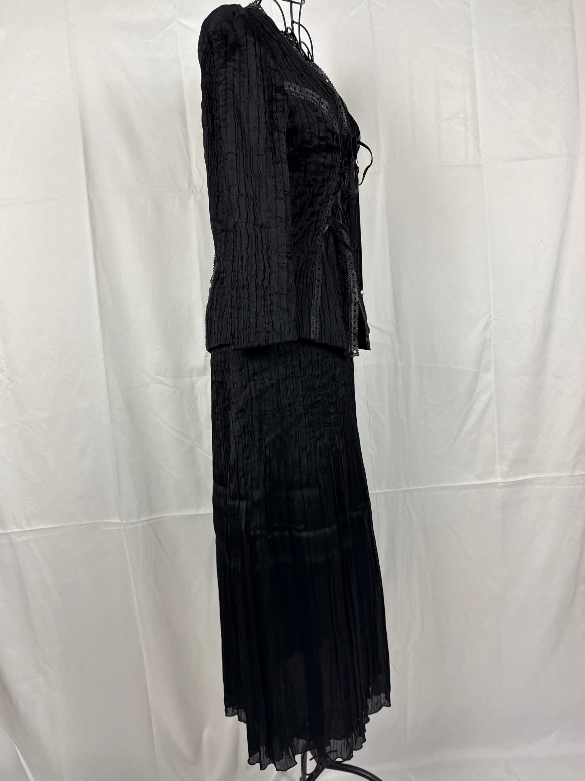 Roberto Cavalli Class Completo Blusa con Stringhe e Gonna Lunga Nero - Pally Vintage Closet