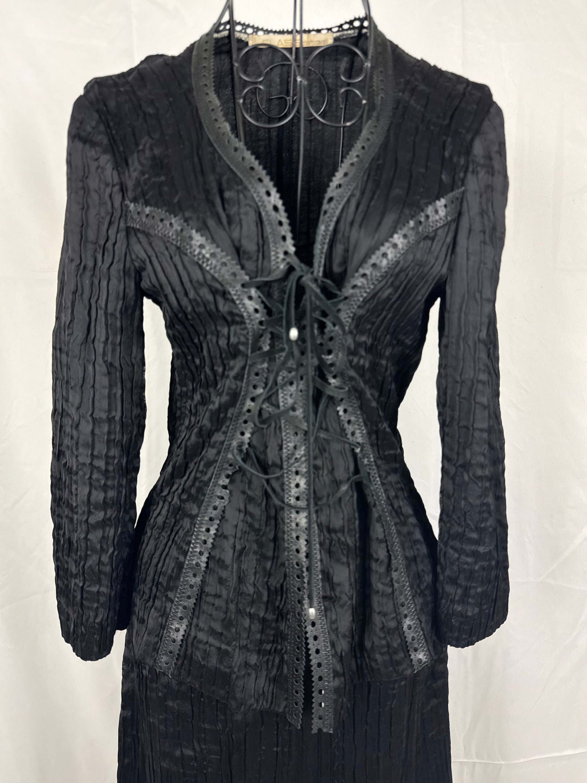 Roberto Cavalli Class Completo Blusa con Stringhe e Gonna Lunga Nero - Pally Vintage Closet