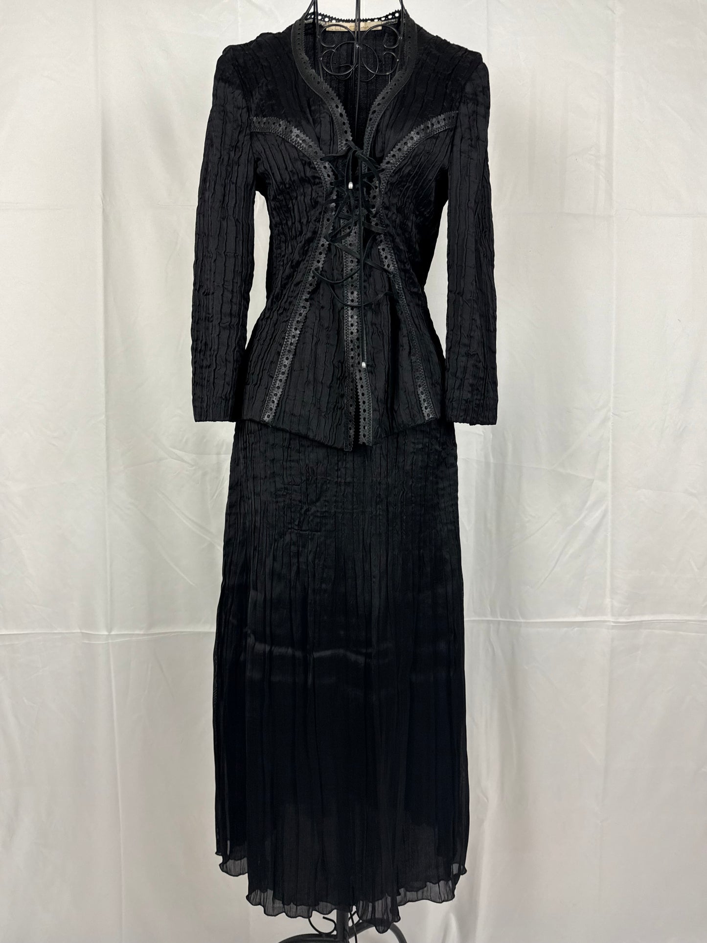 Roberto Cavalli Class Completo Blusa con Stringhe e Gonna Lunga Nero - Pally Vintage Closet