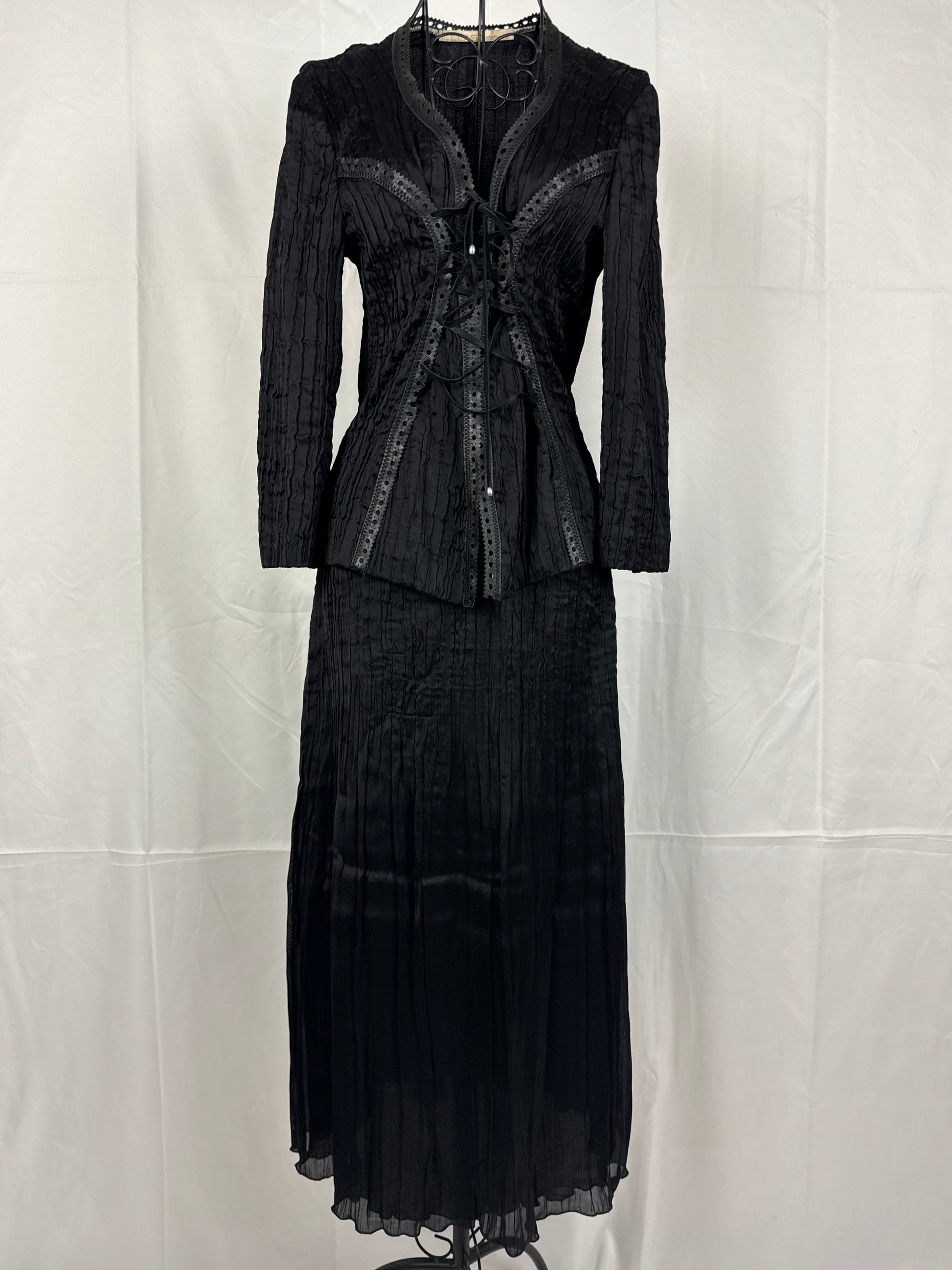 Roberto Cavalli Class Completo Blusa con Stringhe e Gonna Lunga Nero - Pally Vintage Closet