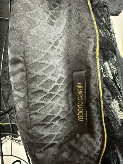 Roberto Cavalli Giacca Vintage Seta e Pizzo con Dettaglio Ruffle Nera - Pally Vintage Closet