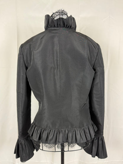 Roberto Cavalli Giacca Vintage Seta e Pizzo con Dettaglio Ruffle Nera - Pally Vintage Closet