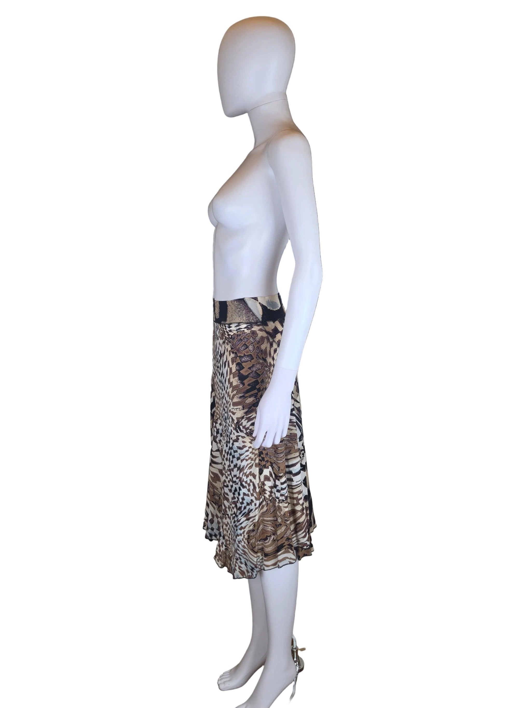 Roberto Cavalli Gonna Longuette Vintage 2003 Stampa Animalier - Pally Vintage Closet