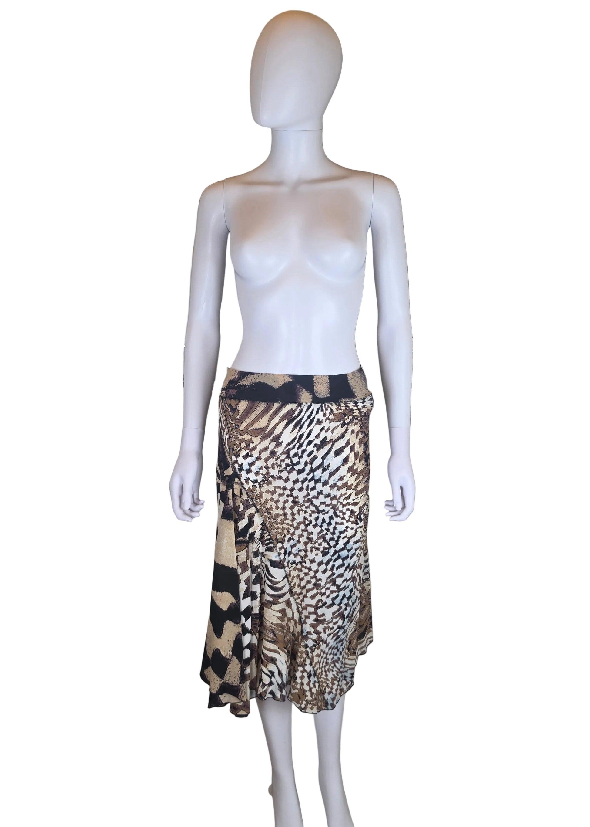 Roberto Cavalli Gonna Longuette Vintage 2003 Stampa Animalier - Pally Vintage Closet