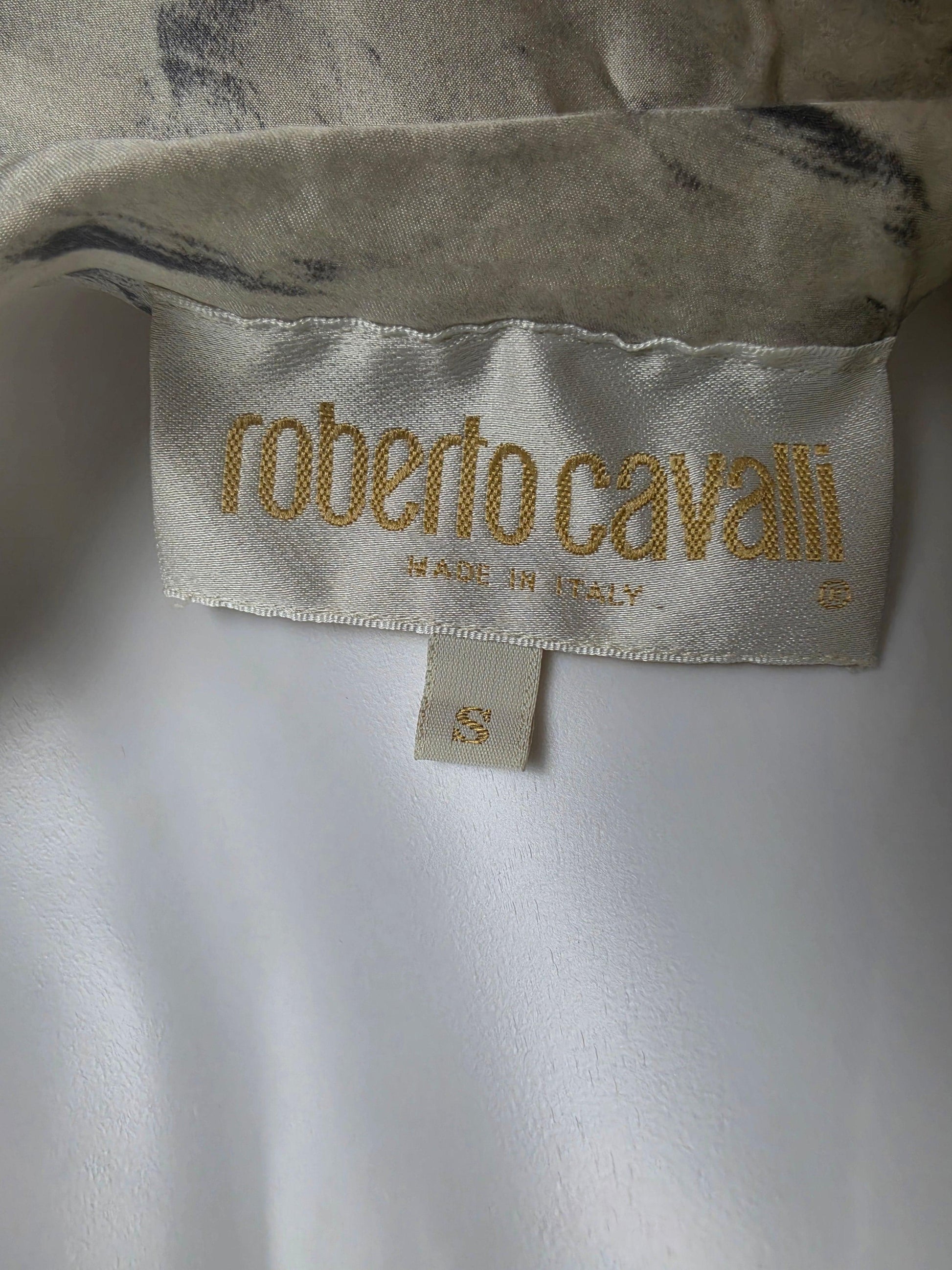 Roberto Cavalli Gonna Vintage Stampa Piume Collezione 1999 Avorio - Pally Vintage Closet