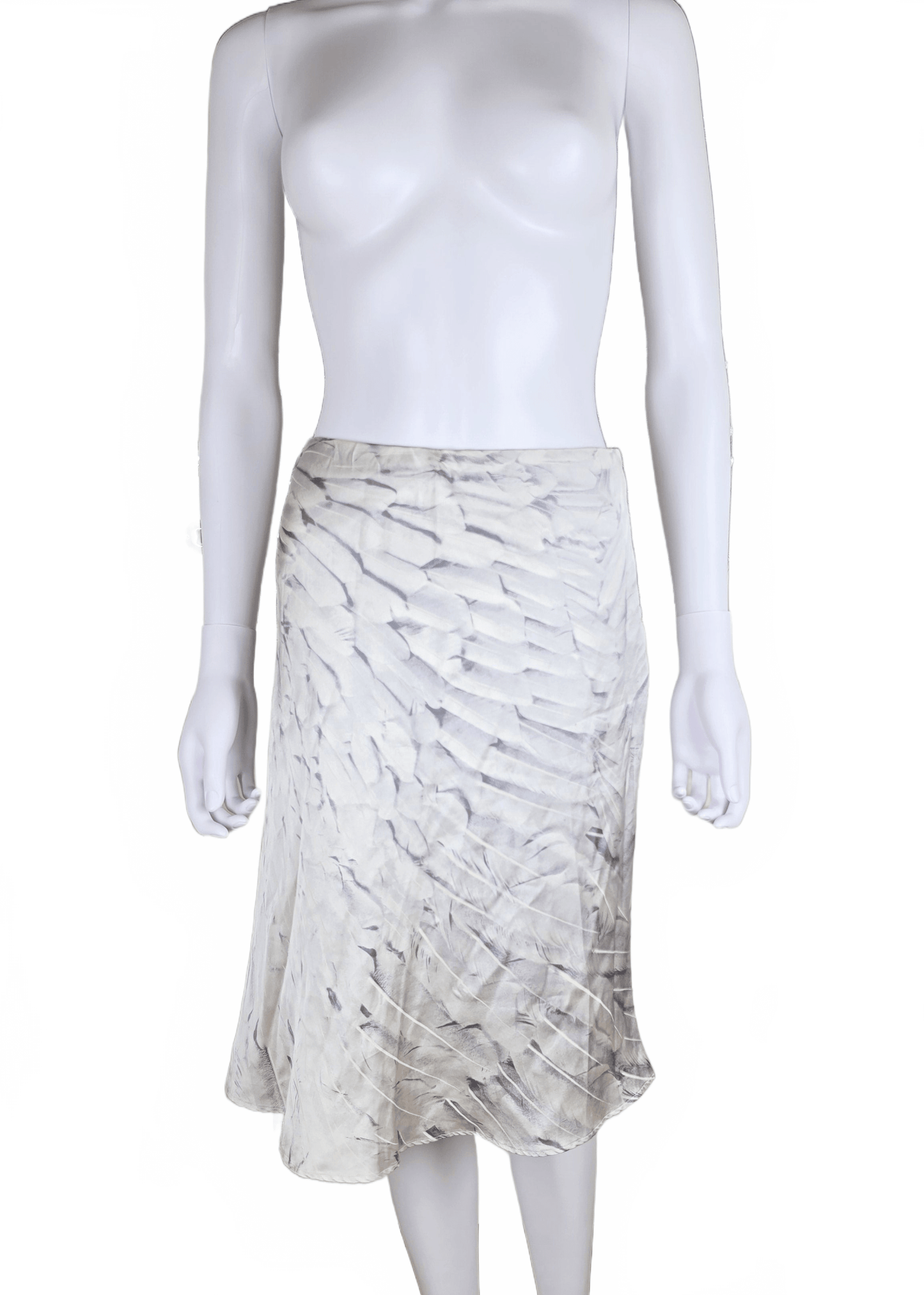Roberto Cavalli Gonna Vintage Stampa Piume Collezione 1999 Avorio - Pally Vintage Closet