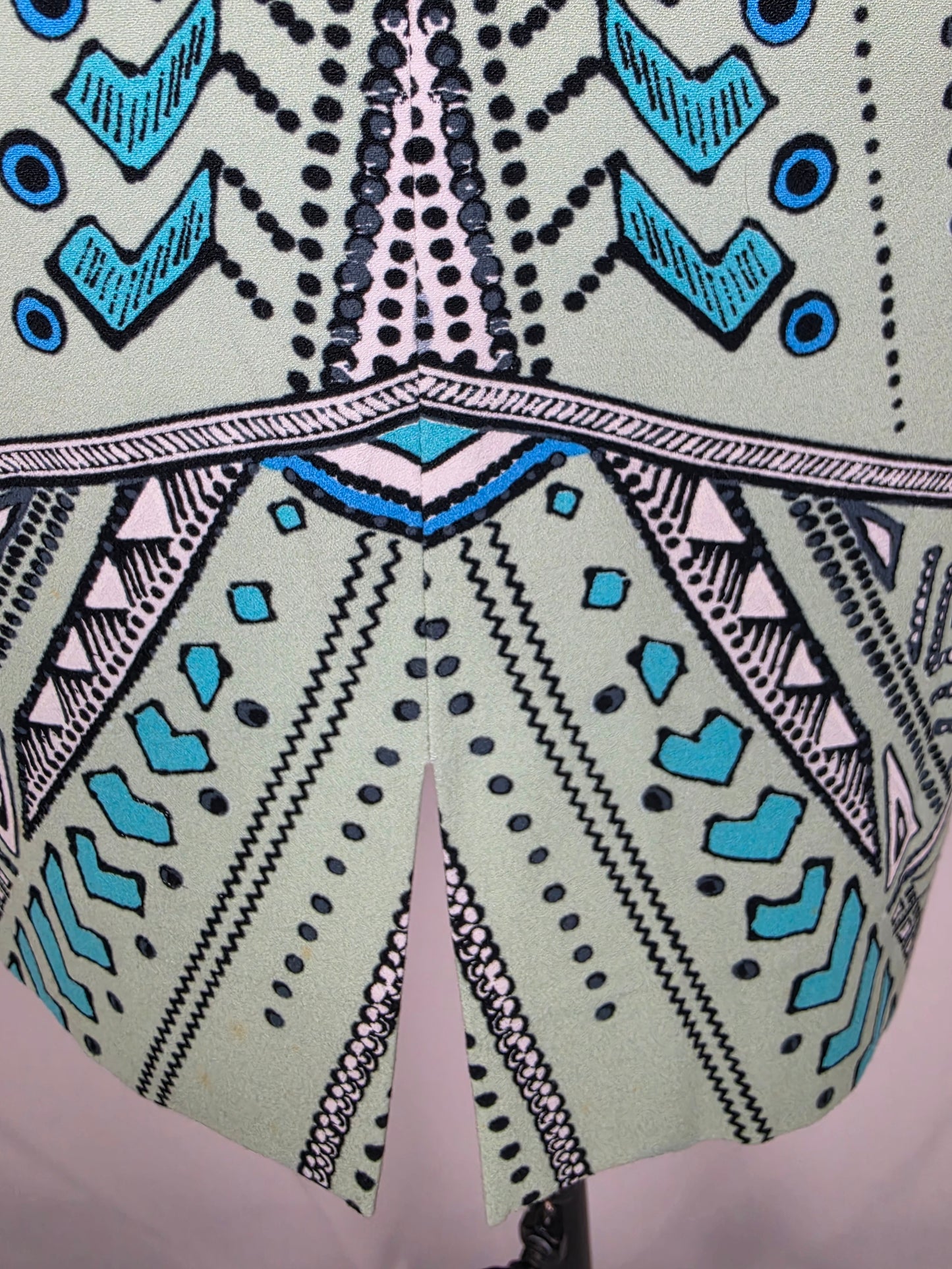Roberto Cavalli Gonna a Tubino Motivo Geometrico e Floreale Celeste - Pally Vintage Closet
