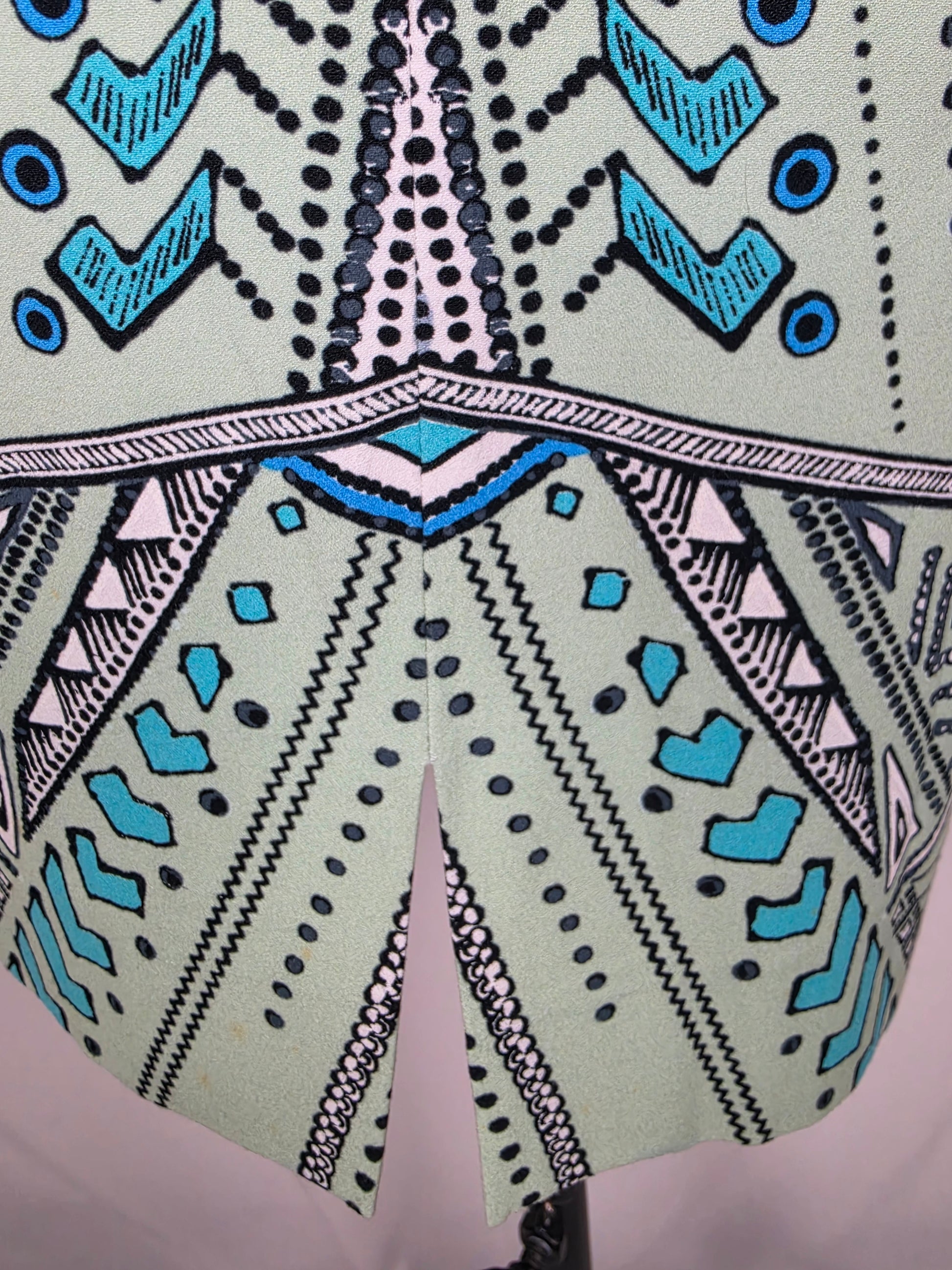 Roberto Cavalli Gonna a Tubino Motivo Geometrico e Floreale Celeste - Pally Vintage Closet