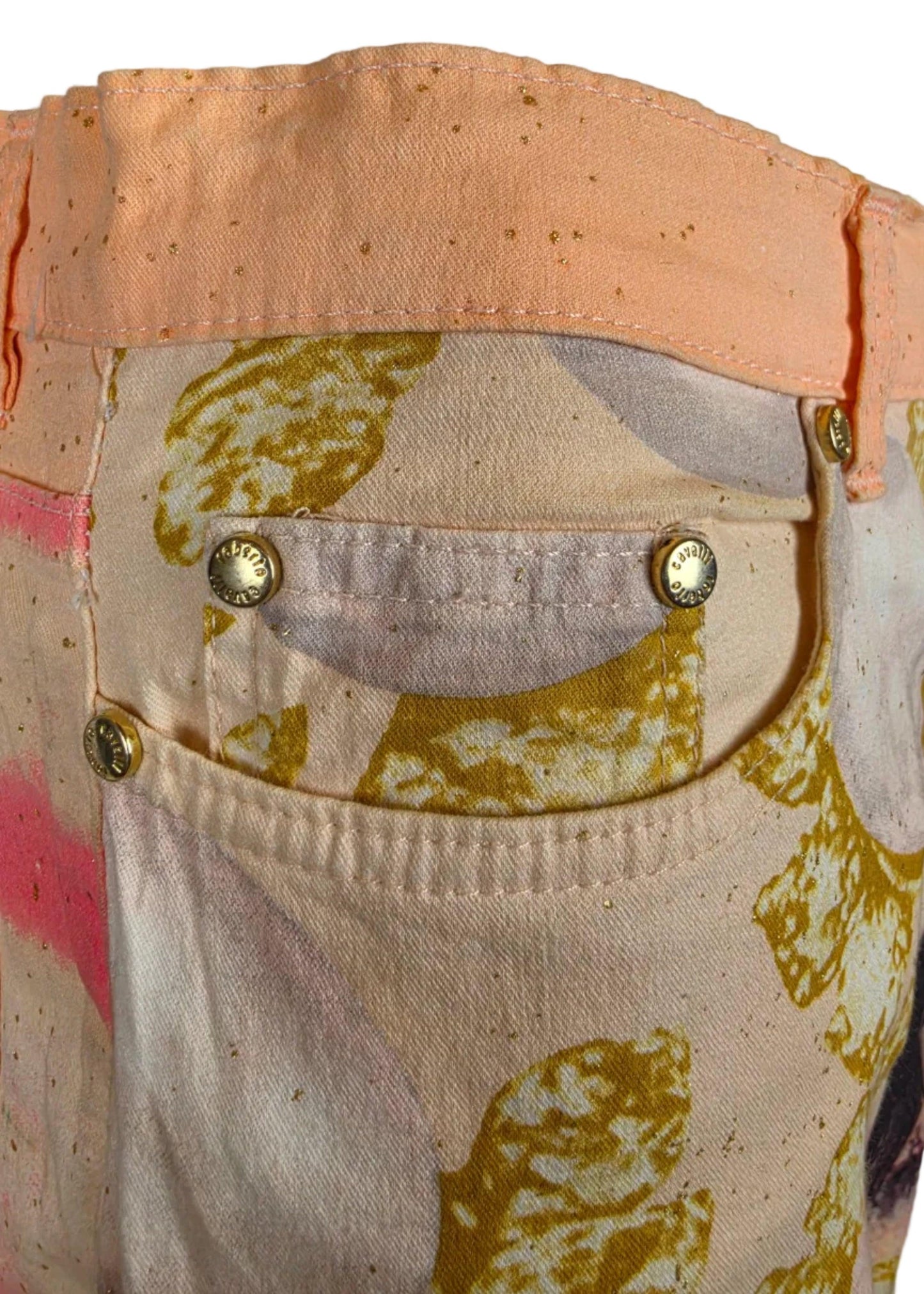 Roberto Cavalli Jeans Vintage Eye Print Liz Taylor 2001 Rose e Oro - Pally Vintage Closet