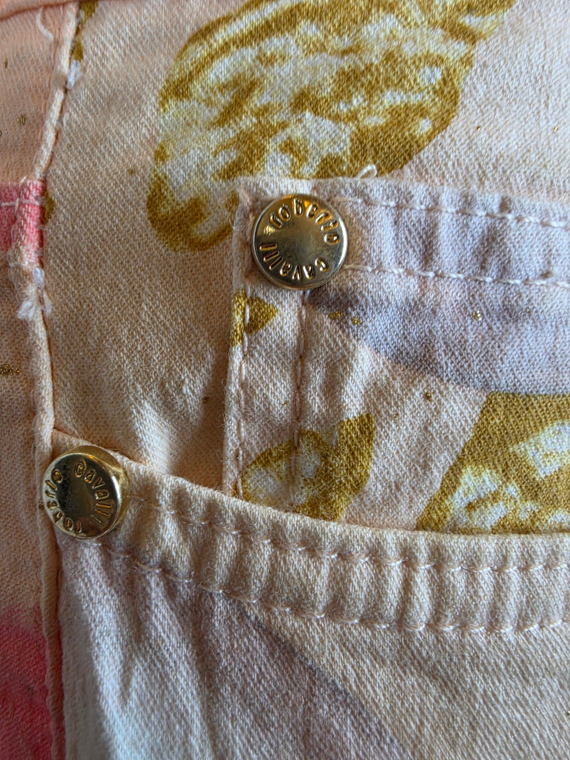 Roberto Cavalli Jeans Vintage Eye Print Liz Taylor 2001 Rose e Oro - Pally Vintage Closet