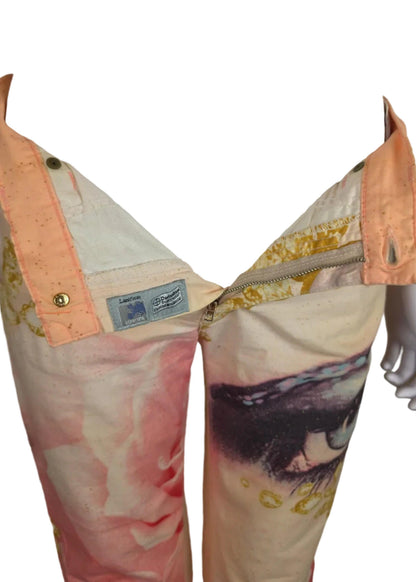 Roberto Cavalli Jeans Vintage Eye Print Liz Taylor 2001 Rose e Oro - Pally Vintage Closet