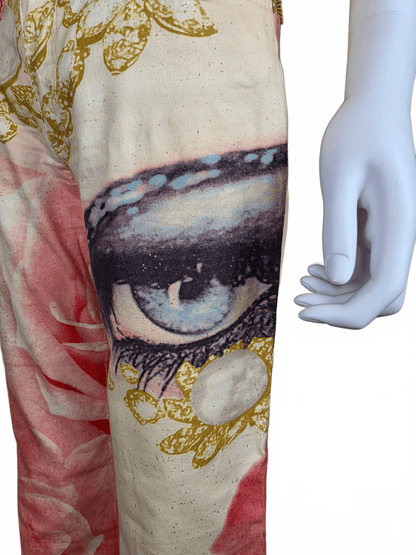 Roberto Cavalli Jeans Vintage Eye Print Liz Taylor 2001 Rose e Oro - Pally Vintage Closet