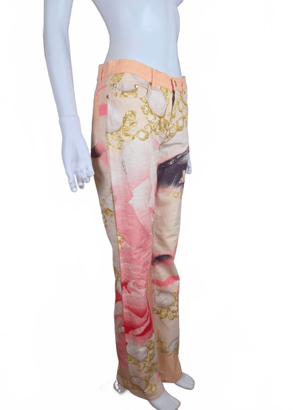 Roberto Cavalli Jeans Vintage Eye Print Liz Taylor 2001 Rose e Oro - Pally Vintage Closet