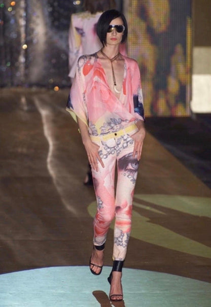 Roberto Cavalli Jeans Vintage Eye Print Liz Taylor 2001 Rose e Oro - Pally Vintage Closet