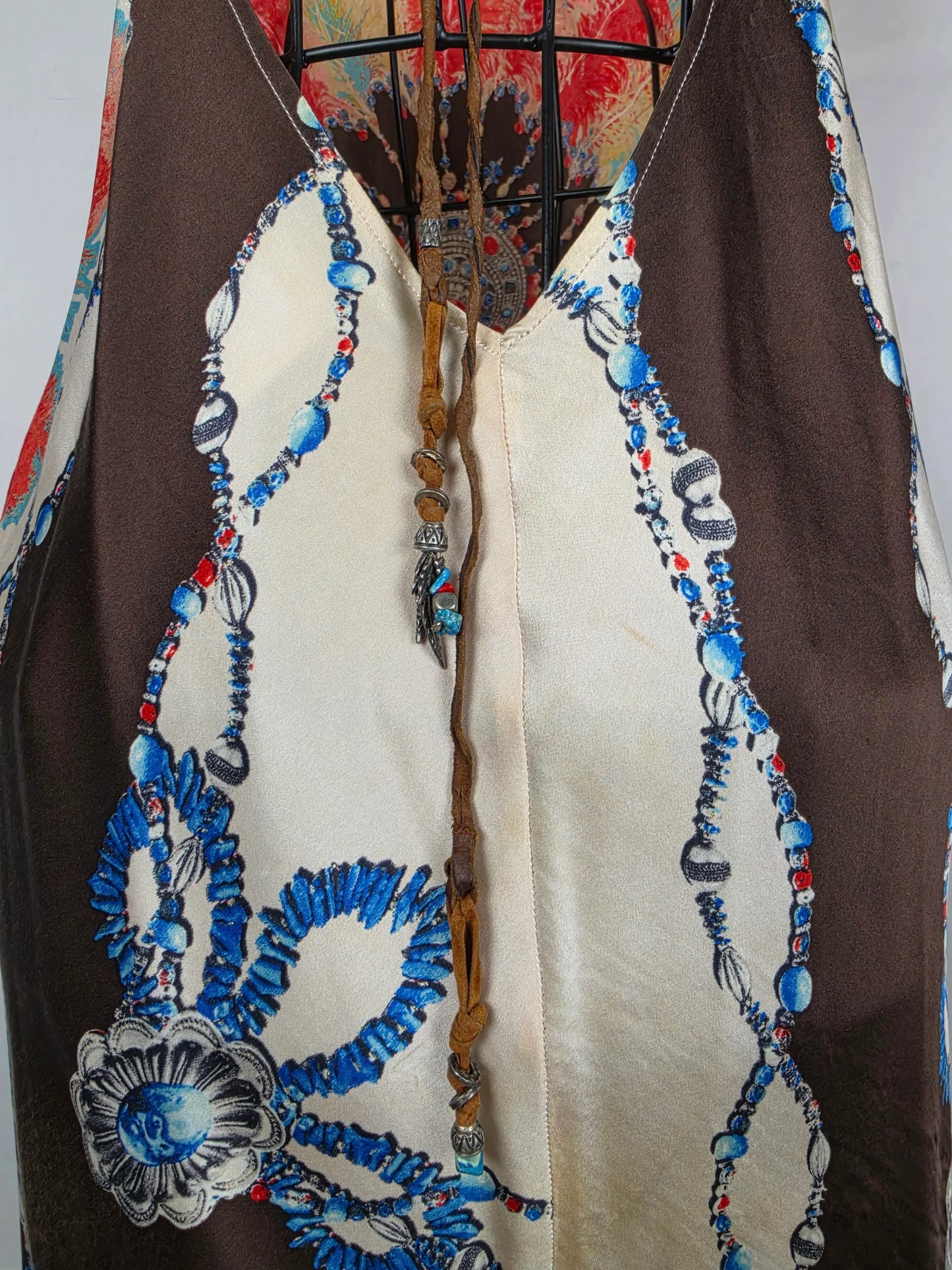 Roberto-Cavalli-Mini-Abito-d-Archivio-in-Seta-Stampa-Jewel-Feather-Multicolor-70134006120772 - Pally Vintage Closet