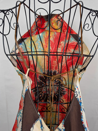 Roberto-Cavalli-Mini-Abito-d-Archivio-in-Seta-Stampa-Jewel-Feather-Multicolor-70134006186308 - Pally Vintage Closet