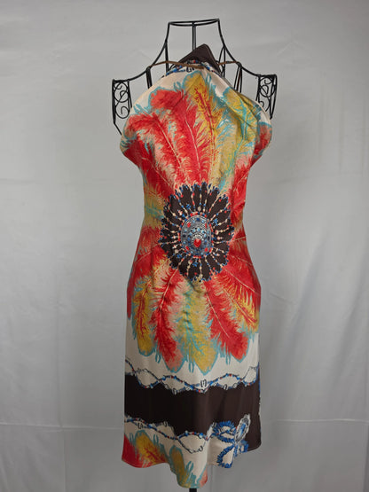 Roberto-Cavalli-Mini-Abito-d-Archivio-in-Seta-Stampa-Jewel-Feather-Multicolor-70134006219076 - Pally Vintage Closet