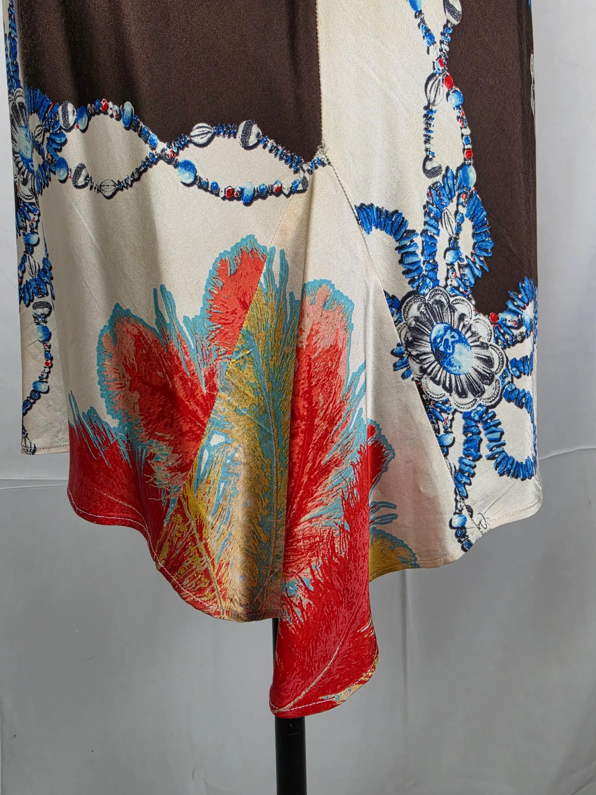 Roberto-Cavalli-Mini-Abito-d-Archivio-in-Seta-Stampa-Jewel-Feather-Multicolor-70134006251844 - Pally Vintage Closet