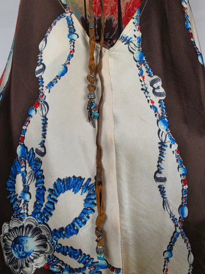 Roberto-Cavalli-Mini-Abito-d-Archivio-in-Seta-Stampa-Jewel-Feather-Multicolor-70134006284612 - Pally Vintage Closet