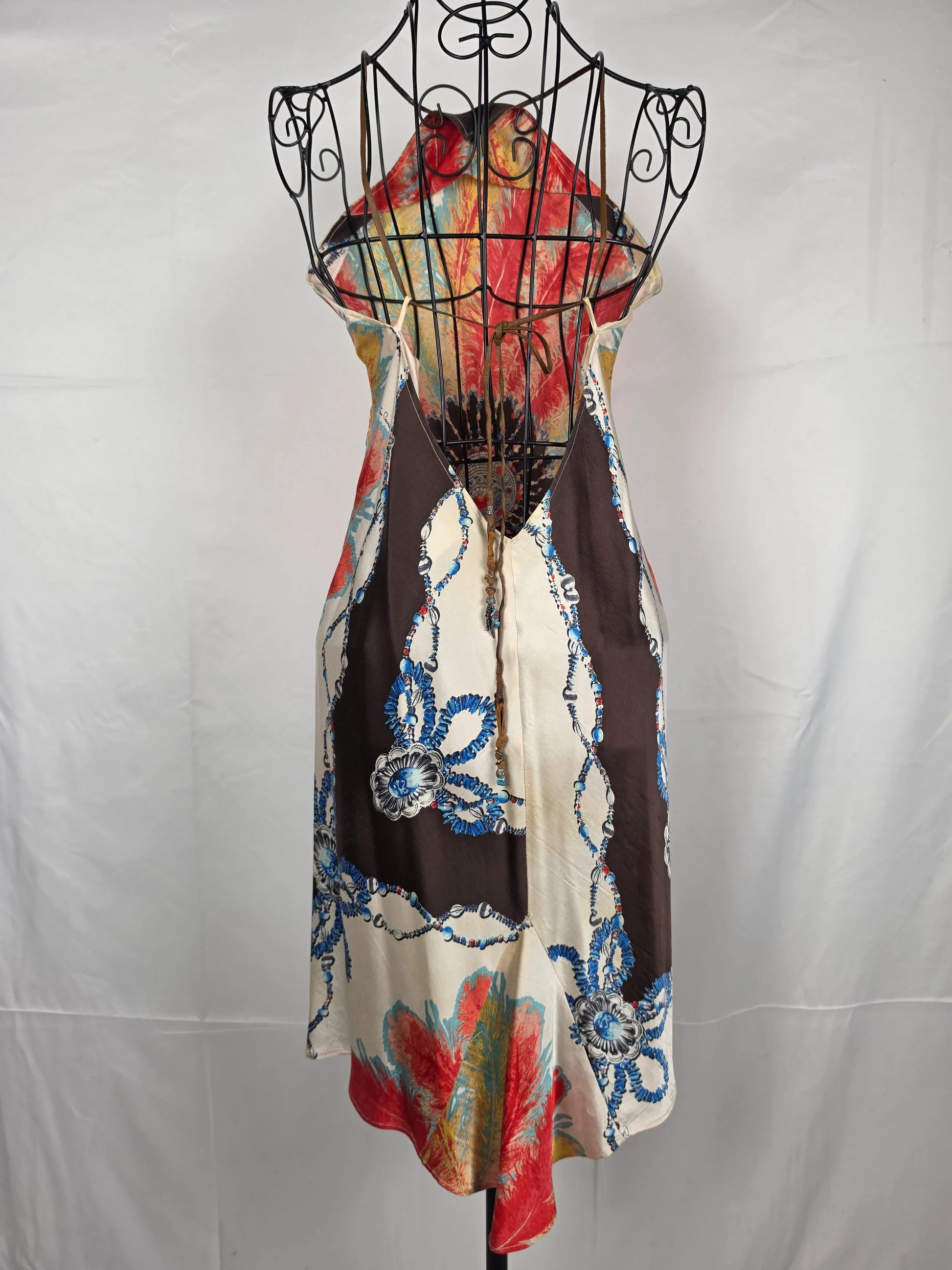 Roberto-Cavalli-Mini-Abito-d-Archivio-in-Seta-Stampa-Jewel-Feather-Multicolor-70134006382916 - Pally Vintage Closet