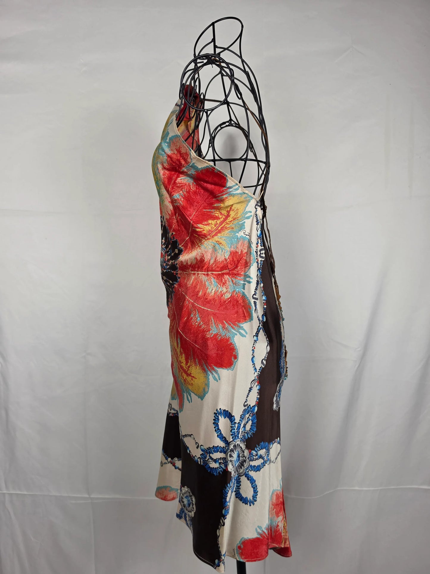 Roberto-Cavalli-Mini-Abito-d-Archivio-in-Seta-Stampa-Jewel-Feather-Multicolor-70134006448452 - Pally Vintage Closet